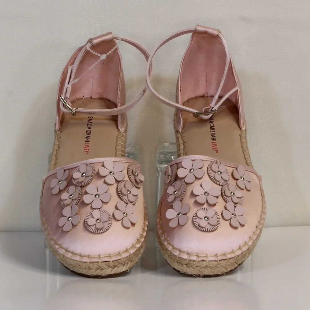 Isaac Mizrahi Live Women's Light Pink Mittie Fabric Satin Espadrilles